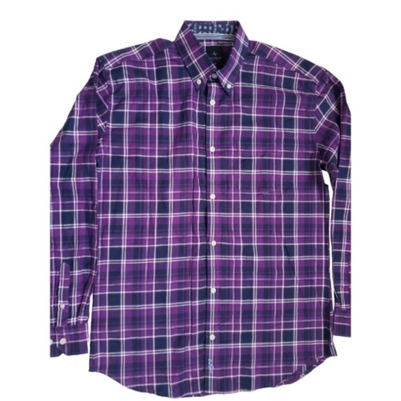 Tailorbyrd Collection No Iron Tailored Purple Shirt Blue Flip Cuffs 14.5 32-33 - Picture 1 of 8